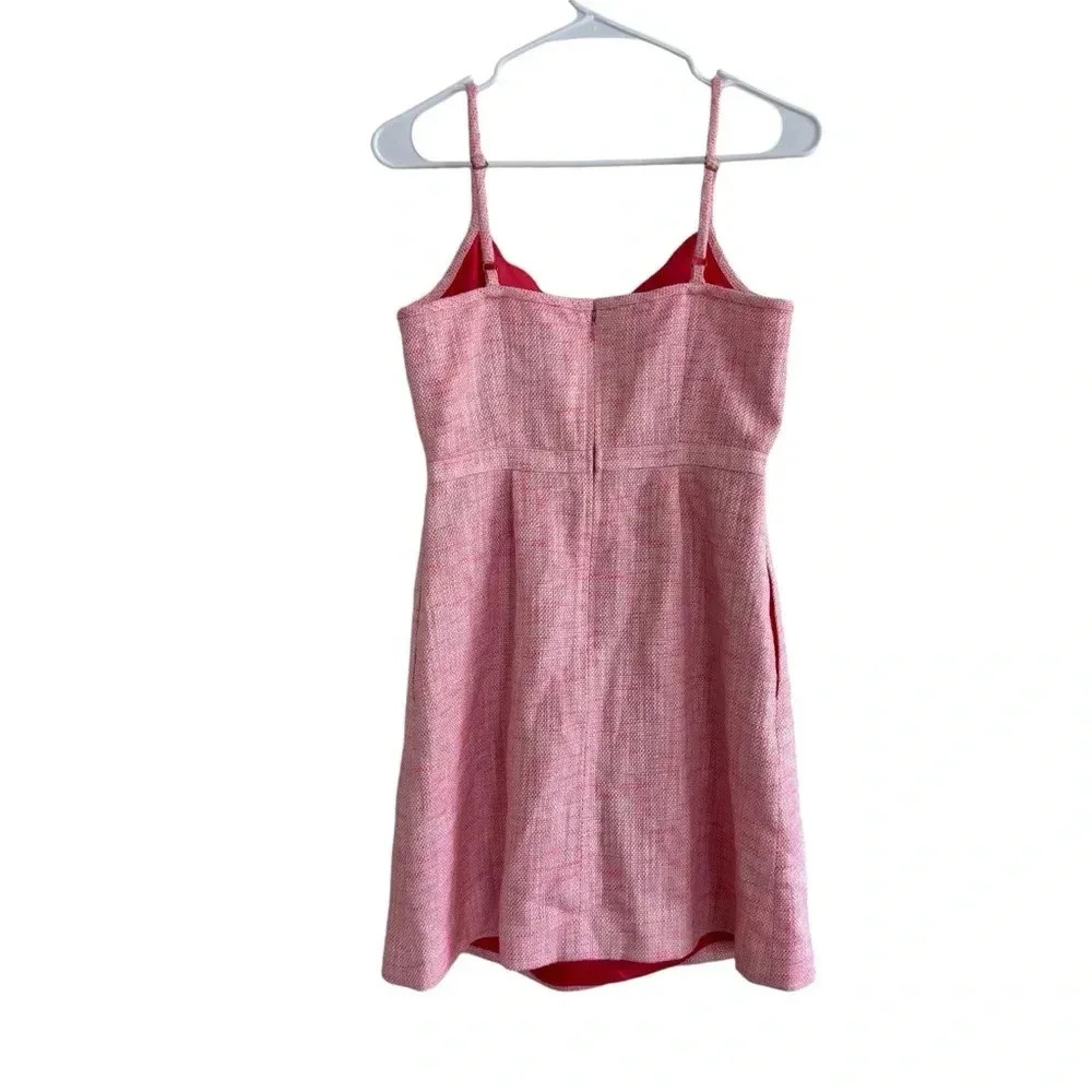 J Crew Tweed Coral Mini Dress Spaghetti Strap Scallops Neckline Sweetheart 2 - Picture 6 of 10